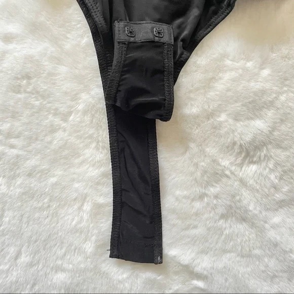 Lulu's Black Mesh Ruched Off-the-Shoulder Bodysuit, S - Picture 7 of 13